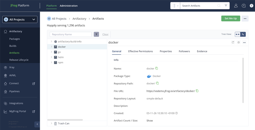 JFrog Artifactory SaaS registry overview