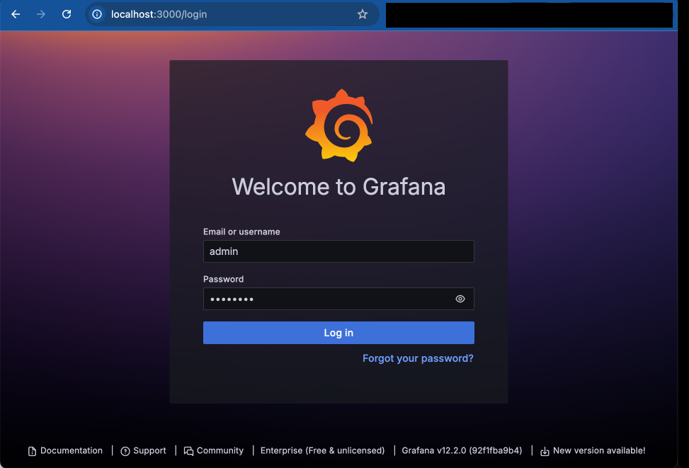 Grafana login